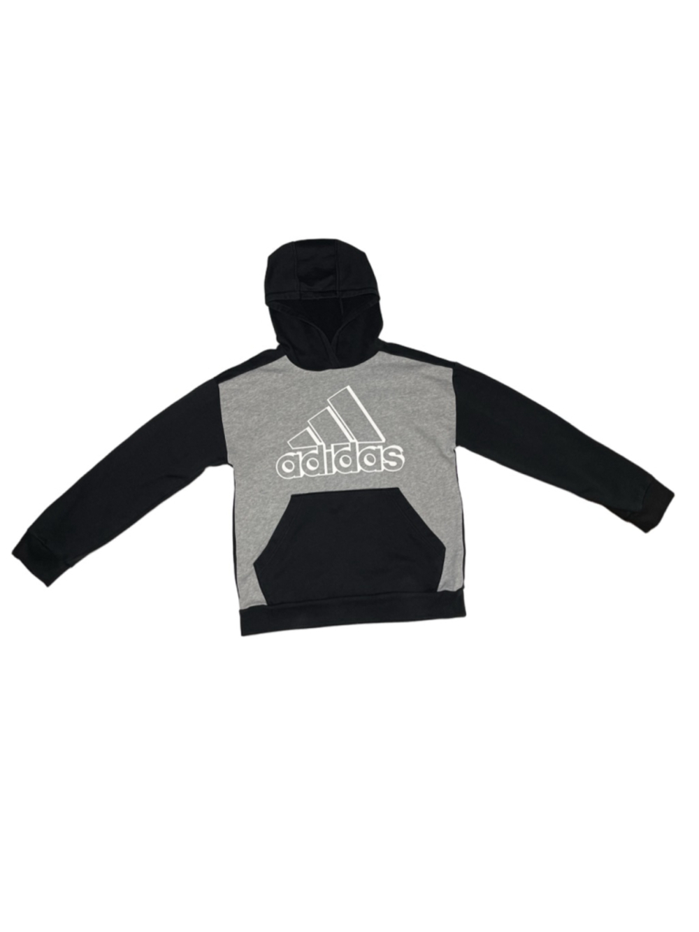 Adidas Hoodie Sweatshirt Boys Large Black Gray White